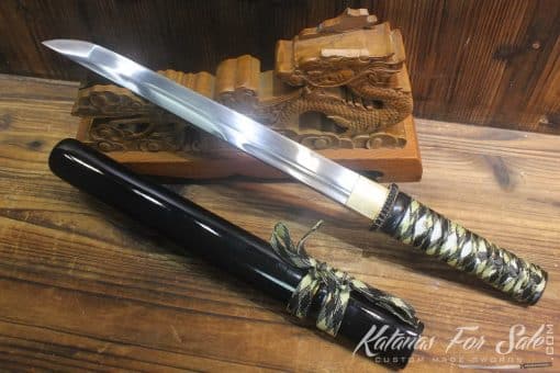 1060 Heat Tempered Carbon Steel Double Groove Tanto - Image 3
