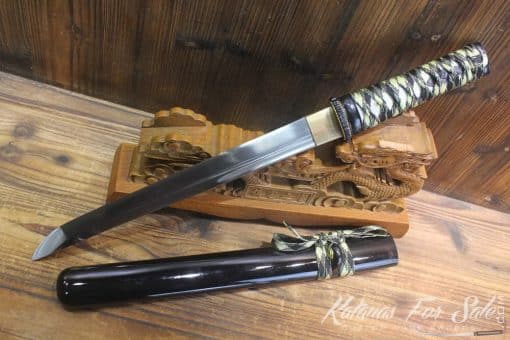 1060 Heat Tempered Carbon Steel Double Groove Tanto - Image 4