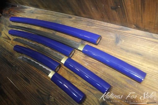 1060 Heat Tempered Katana, Wakizashi & Tanto Shirasaya Set - Image 15