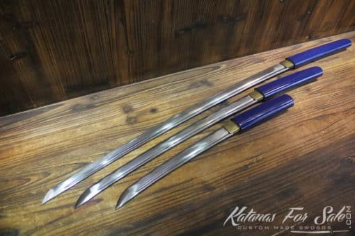 1060 Heat Tempered Katana, Wakizashi & Tanto Shirasaya Set