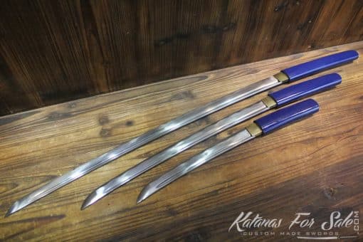 1060 Heat Tempered Katana, Wakizashi & Tanto Shirasaya Set - Image 8