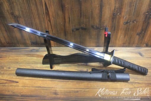 Black Acid Dye 1060 Carbon Steel Ninjato Wakizashi Sword - Image 3