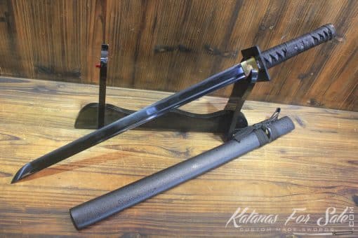 Black Acid Dye 1060 Carbon Steel Ninjato Wakizashi Sword