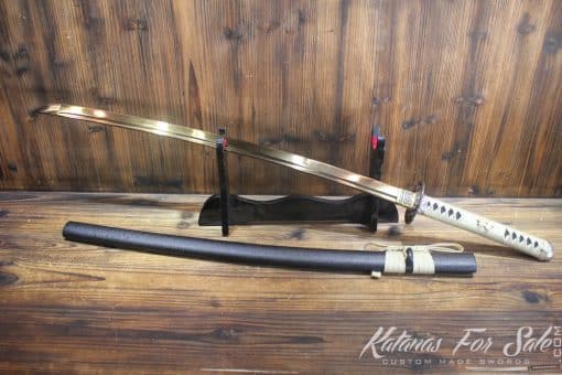 Gold Acid Dye High Carbon Steel Katana with High Quality Copper Fittings
