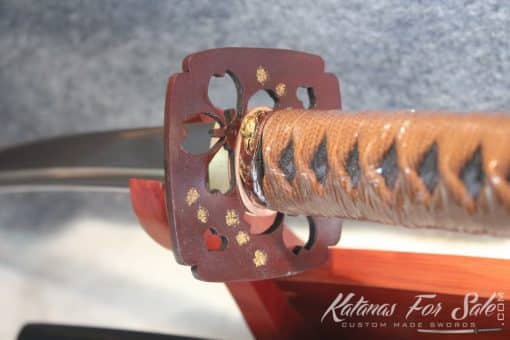 Japanese Flowers Tsuba Hand Forged Folded Steel Samurai Katana Sword - Image 8