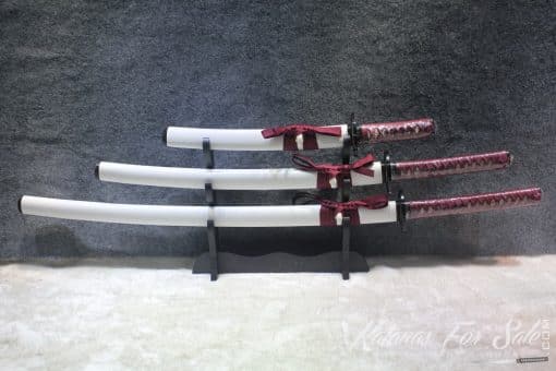 Hand Forged White Japanese Sword Set - Katana Wakizashi Tanto - Image 7