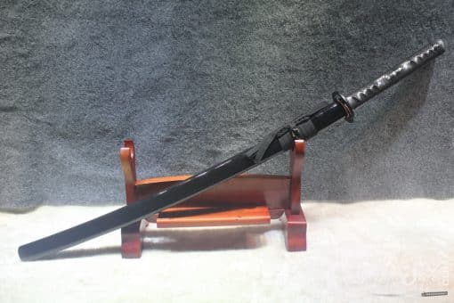 Japanese Black Acid T10 Clay Tempered Samurai Sword Katana & Wakizashi - Image 12