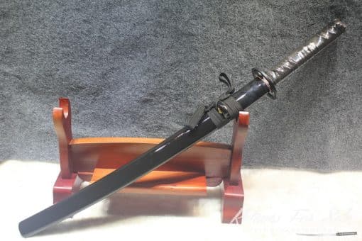 Japanese Black Acid T10 Clay Tempered Samurai Sword Katana & Wakizashi - Image 13