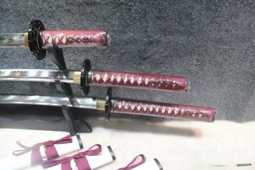 Hand Forged White Japanese Sword Set - Katana Wakizashi Tanto - Image 9
