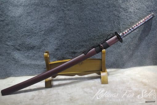 Japanese Red Acid 1095 Folded Steel Katana Samurai Sword - Image 11