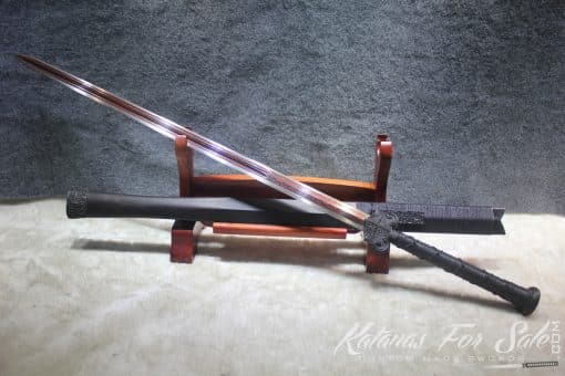 Hand Forged Black Folded 1060 - 1095 Steel Chinese  Handmade Han Wu Jian Sword