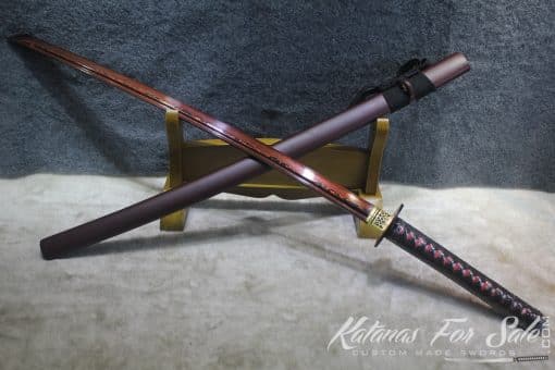 Japanese Red Acid 1095 Folded Steel Katana Samurai Sword - Image 9