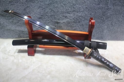 Black Japanese Wakizashi Iron Tsuba Samurai Sword Full Tang
