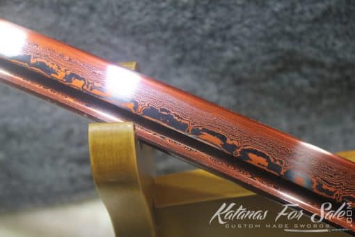 Japanese Red Acid 1095 Folded Steel Katana Samurai Sword - Image 8