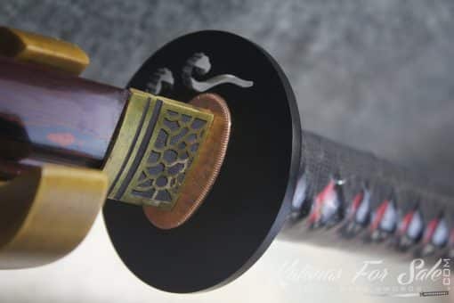 Japanese Red Acid 1095 Folded Steel Katana Samurai Sword - Image 6