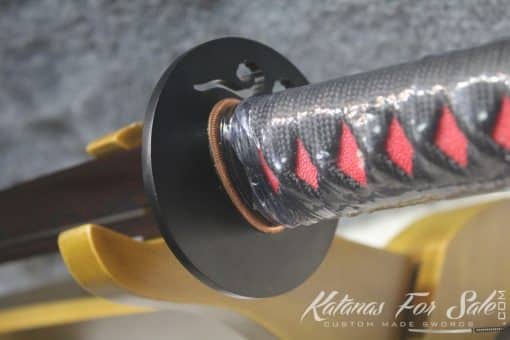 Japanese Red Acid 1095 Folded Steel Katana Samurai Sword - Image 5