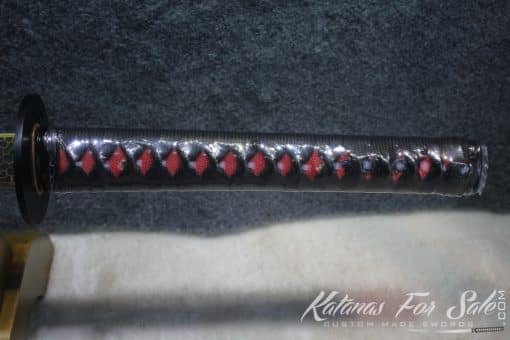 Japanese Red Acid 1095 Folded Steel Katana Samurai Sword - Image 4
