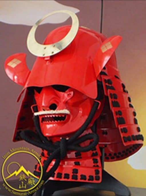 Red Samurai Helmet - Kabuto with Menpo Toyotomi Clan