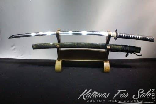 Japanese Kuro Black Full Ray Skin Ninja Katana with Hadori Polish