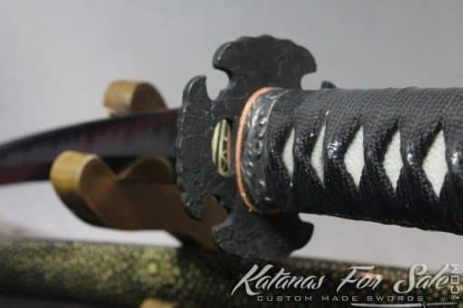 Japanese Kuro Black Full Ray Skin Ninja Katana with Hadori Polish - Image 6