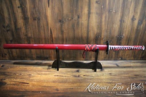 1095 Folded Carbon Steel Ninjato Hand Forged with Red blade - Image 4
