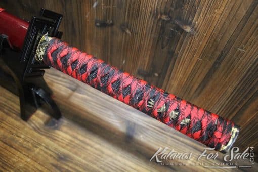 1095 Folded Carbon Steel Ninjato Hand Forged with Red blade - Image 5