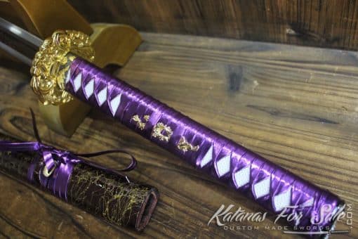 Hand Forged Ninja Sword Folded Steel Red blade Straight Ninjato - Image 4