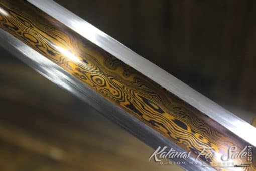 Hand Forged Ninja Sword Folded Steel Red blade Straight Ninjato - Image 9