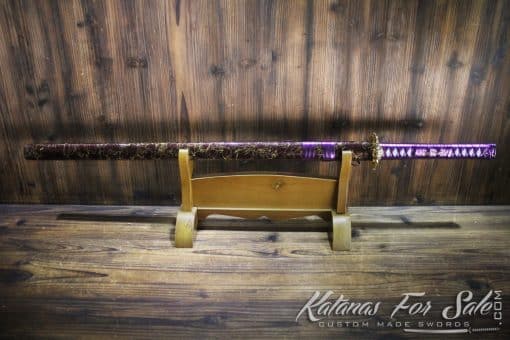 Hand Forged Ninja Sword Folded Steel Red blade Straight Ninjato - Image 13