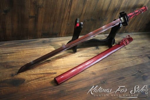 1095 Folded Carbon Steel Ninjato Hand Forged with Red blade