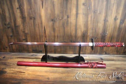1095 Folded Carbon Steel Ninjato Hand Forged with Red blade - Image 11