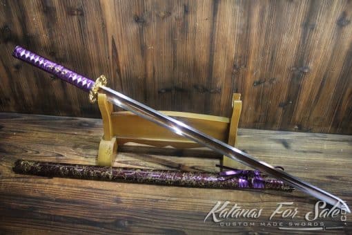 Hand Forged Ninja Sword Folded Steel Red blade Straight Ninjato - Image 11