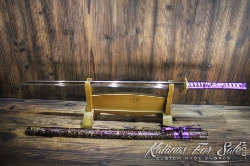 Hand Forged Ninja Sword Folded Steel Red blade Straight Ninjato - Image 3