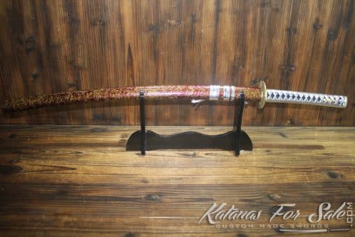 Hand Forged Katana Sword with Brass Tsuba and silver Ito
