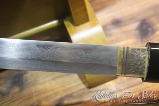 Japanese Hand Forged Straight T10 Folded Clay Tempered Black Shirasaya Sword - Image 4