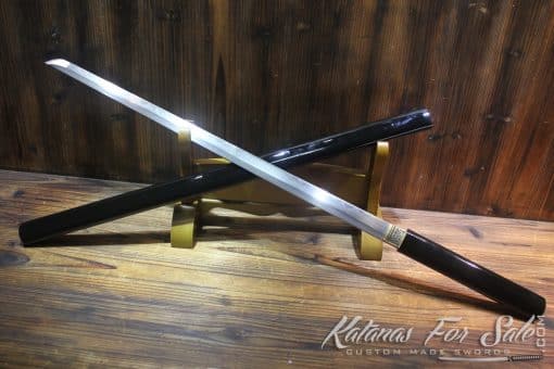 Japanese Hand Forged Straight T10 Folded Clay Tempered Black Shirasaya Sword