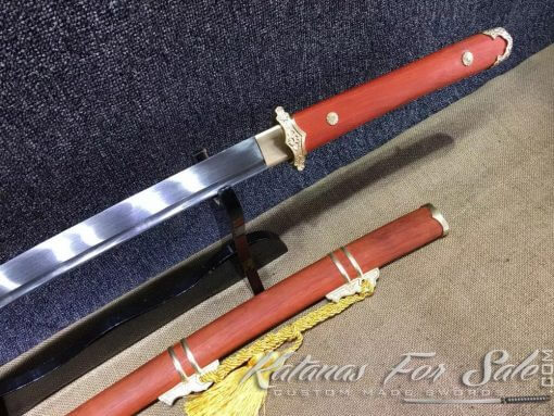 9260 Spring Steel Tachi Sword with Redwood Saya - Image 8