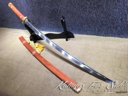 9260 Spring Steel Tachi Sword with Redwood Saya - Image 9