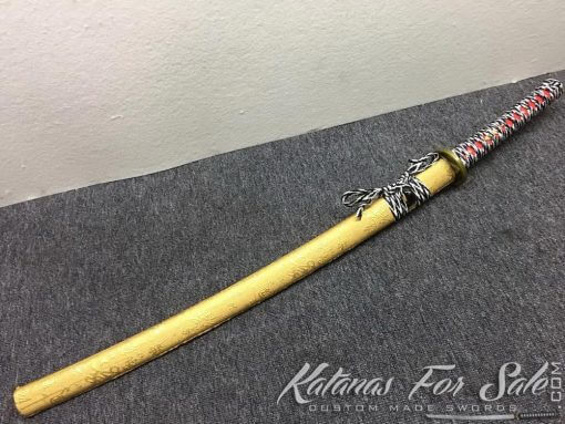 1060 Carbon Steel Katana Sword with Golden Saya - Image 3