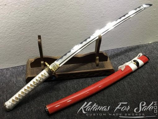 Katana and Wakizashi Daisho T10 Folded Clay Tempered Steel with Hadori Polish - Image 4