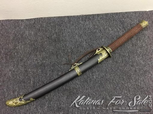 1060 Folded Steel Chinese Broadsword with Ebony Wood Scabbard - Image 5