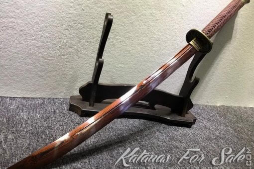 Chinese Broadsword 1060 Folded Steel with Red Acid Dye
