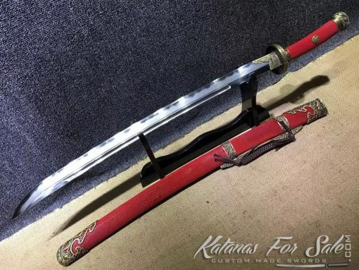 Chinese Dao Sword T10 Folded Clay Tempered steel with Hadori Polish