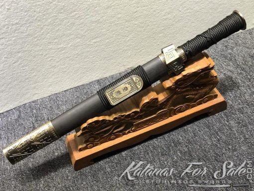 T10 Folded Steel with Red Acid Short Jian Sword - Image 11
