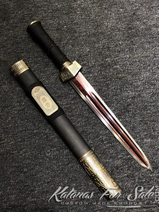 T10 Folded Steel with Red Acid Short Jian Sword - Image 13