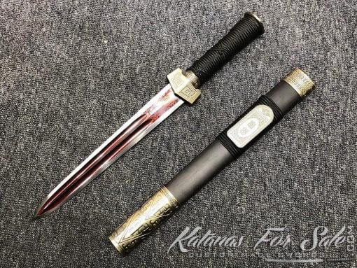 T10 Folded Steel with Red Acid Short Jian Sword - Image 3