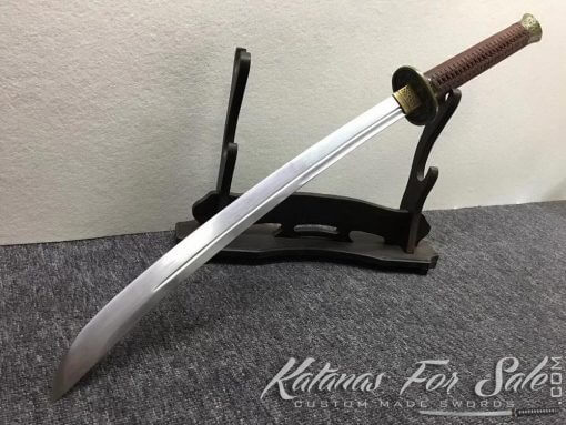 1060 Folded Steel Chinese Broadsword with Ebony Wood Scabbard - Image 9