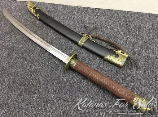 1060 Folded Steel Chinese Broadsword with Ebony Wood Scabbard - Image 2