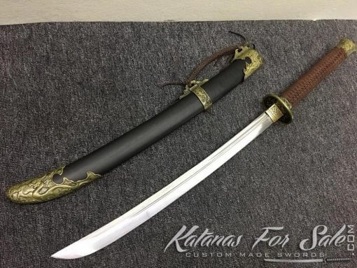 1060 Folded Steel Chinese Broadsword with Ebony Wood Scabbard