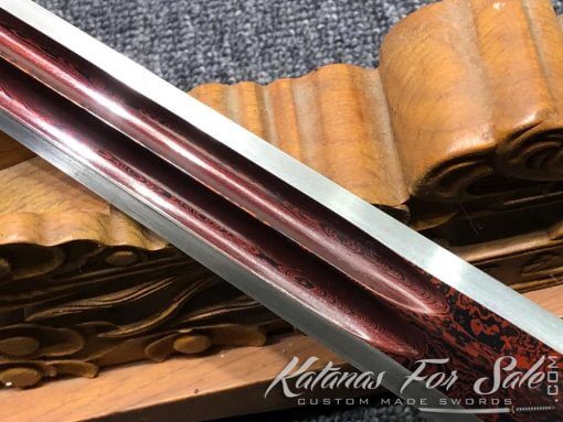 T10 Folded Steel with Red Acid Short Jian Sword - Image 5